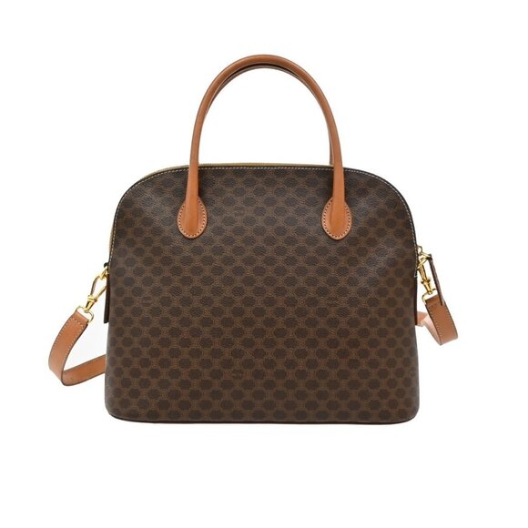 CELINE Macadam Pattern 2Way Shoulder Bag PVC Leather Brown Italy GHW 31TA030 - Picture 3 of 16